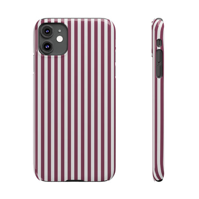 Slim Claret Red Striped Cute Phone Case for Iphone 16 - | iPhone 15 Pro Max Case | iPhone 14 Case Iphone 13 12 11 10 9 8 7 XS X Gift for Her - Studio40ParkLane