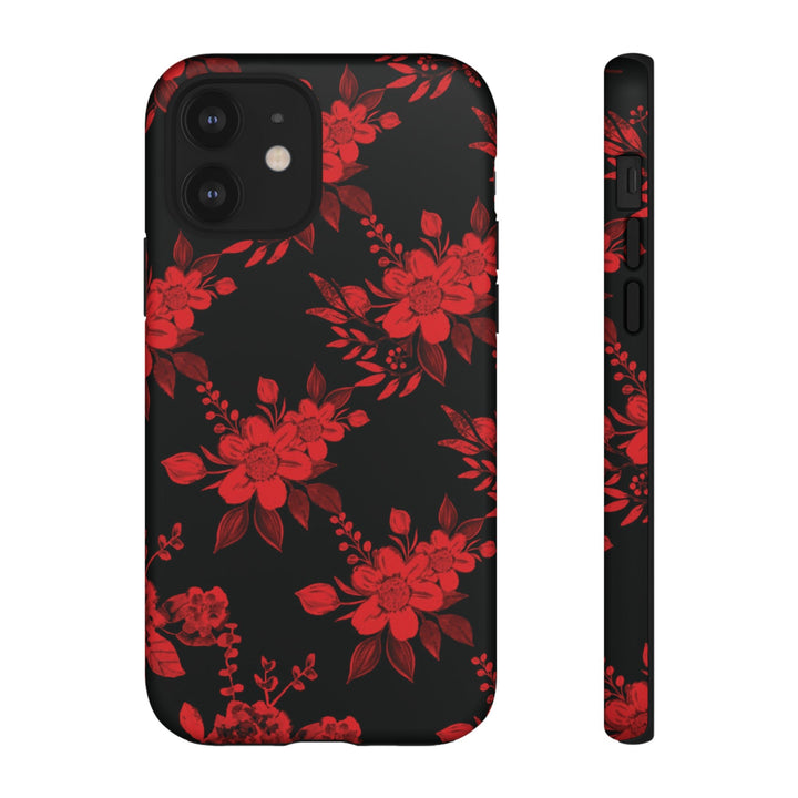Cute IPhone Case | Red Black Flowers, iPhone 15 Case | iPhone 15 Pro Case, Iphone 14 Case, Iphone 14 Pro Max Case, Protective Iphone Case - Studio40ParkLane
