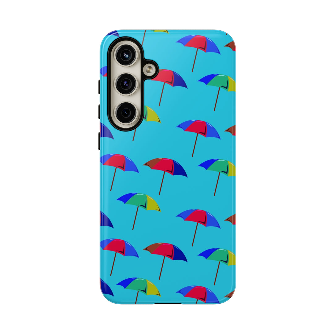 Cute Samsung Phone Case | Aesthetic Samsung Phone Case | Galaxy S23, S22, S21, S20 | Colorful Beach Parasols Blue, Protective Phone Case - Studio40ParkLane