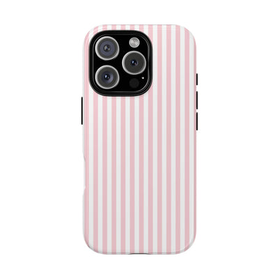 Tough Premium Sweet Pink Stripes Phone Case Gift for Her - For Apple iPhone 16 Pro Max 16e iPhone 15 Pro iPhone Iphone 14 Plus 13 Pro 12 SE XR - Studio40ParkLane