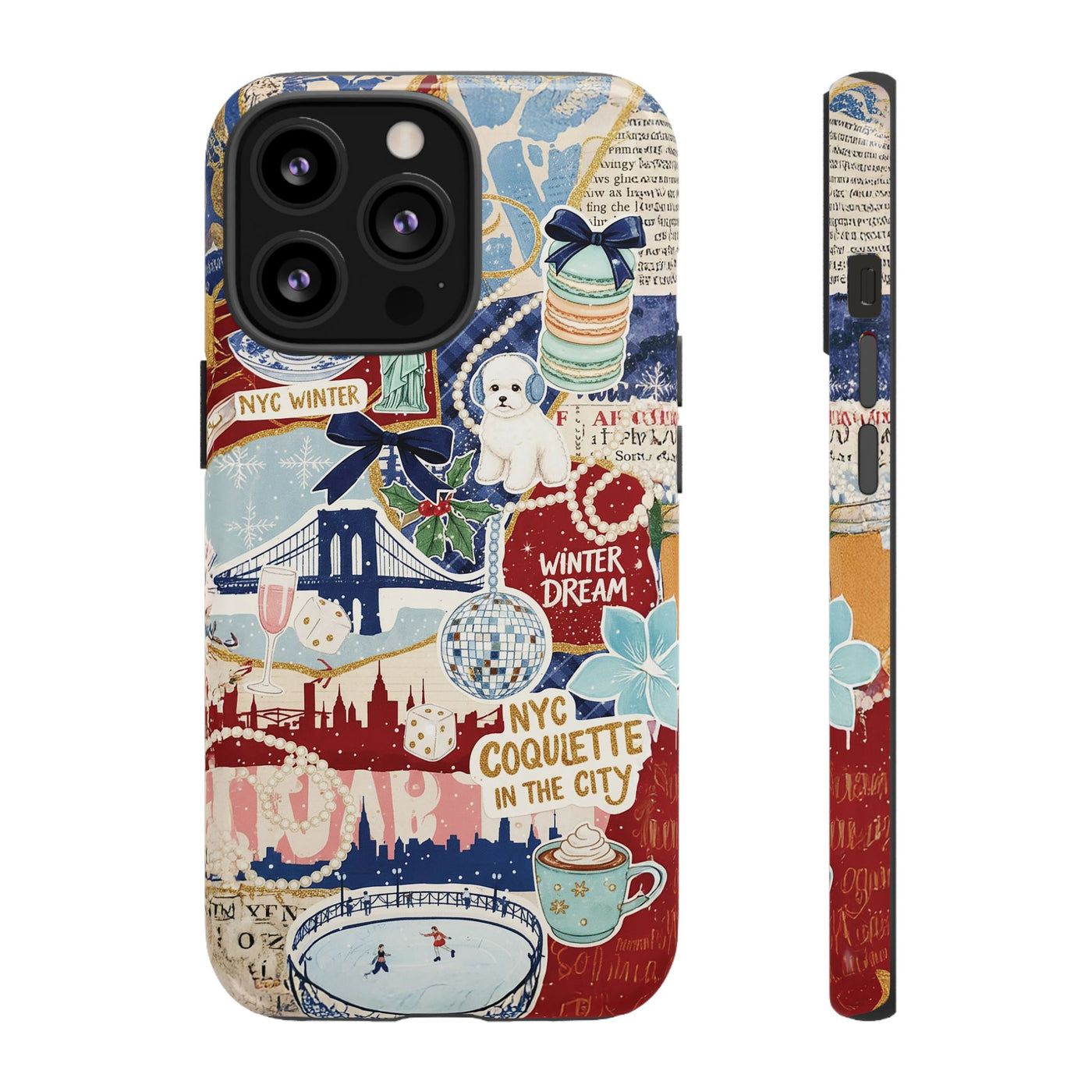 New York Winter Coquette Collage Tough Premium Phone Case - For iPhone 17 Pro Max iPhone 16 Pro iPhone 15 Iphone 14 Plus 13 Pro 12 11 10 XR