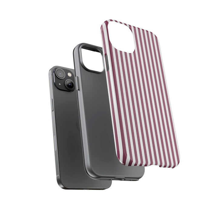 Tough Premium Old Claret Stripes Phone Case Gift for Her - For Apple iPhone 16 Pro Max 16e iPhone 15 Pro iPhone Iphone 14 Plus 13 Pro 12 SE XR - Studio40ParkLane