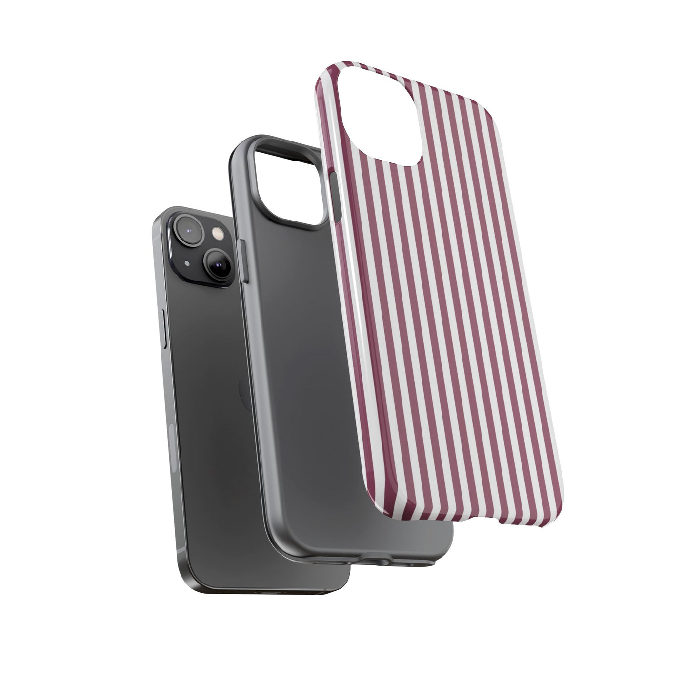 Tough Premium Old Claret Stripes Phone Case Gift for Her - For Apple iPhone 16 Pro Max 16e iPhone 15 Pro iPhone Iphone 14 Plus 13 Pro 12 SE XR - Studio40ParkLane