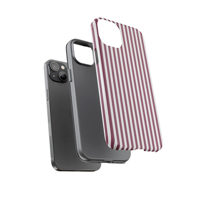 Tough Premium Old Claret Stripes Phone Case Gift for Her - For Apple iPhone 16 Pro Max 16e iPhone 15 Pro iPhone Iphone 14 Plus 13 Pro 12 SE XR - Studio40ParkLane