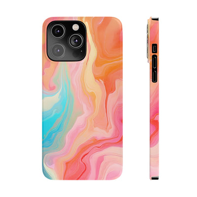 Slim Blue Pink Orange Marbled Cute Phone Cases for Iphone 16 Pro Max | iPhone 15 Case | iPhone 15 Pro Max Case, Iphone 14, Iphone 14 Pro Max, Iphone 13 12 11 8 7