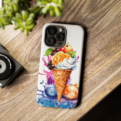 Impact Resistant, Summer Ice Cream Cone, Cute Phone Cases for Samsung S24, S23, S22, S21, IPhone 15 pro Iphone 14 pro Iphone 13 IPhone 12 Iphone 11