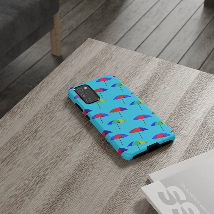 Cute Samsung Phone Case | Aesthetic Samsung Phone Case | Galaxy S23, S22, S21, S20 | Colorful Beach Parasols Blue, Protective Phone Case - Studio40ParkLane