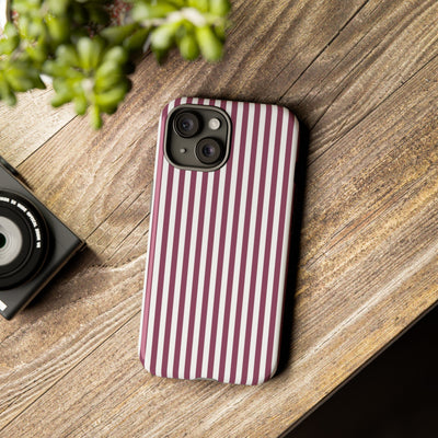 Tough Premium Old Claret Stripes Phone Case Gift for Her - For Apple iPhone 16 Pro Max 16e iPhone 15 Pro iPhone Iphone 14 Plus 13 Pro 12 SE XR - Studio40ParkLane