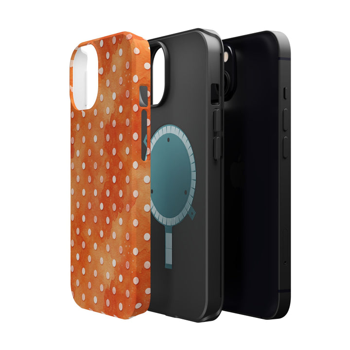 Aesthetic Tough Magsafe Orange Polka Dots Phone Case - For iPhone 17 Pro Max iPhone 16 Pro iPhone 15 Iphone 14 Plus 13 Pro 12 11 10 XR - Studio40ParkLane