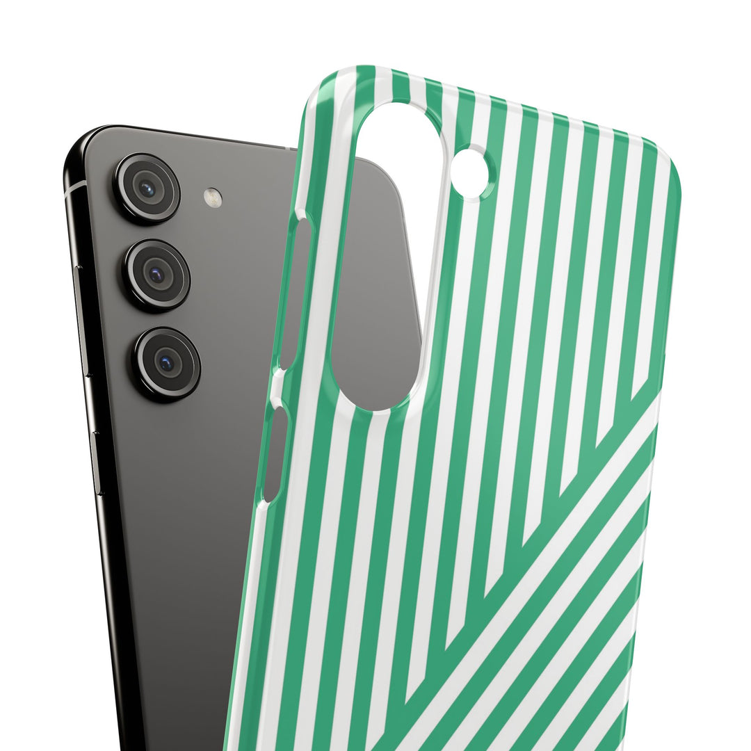 Aesthetic Emerald Stripes Cute Phone Case Sleek Snap - For iPhone 17 Pro Max iPhone 16 Pro iPhone 15 Iphone 14 Plus 13 Pro 12 11 10 Gift