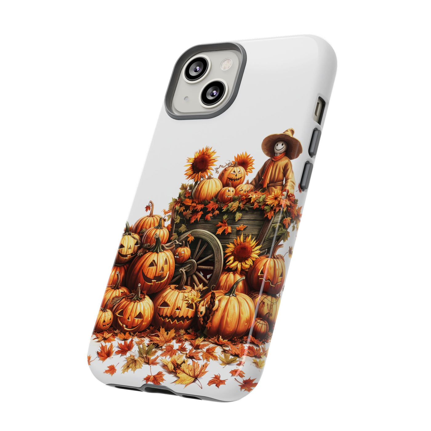 Impact Resistant, Fall Leaves Scarecrow, Cute Phone Cases for Samsung S24, S23, S22, S21, IPhone 15 pro Iphone 14 pro Iphone 13 IPhone 12 Iphone 11