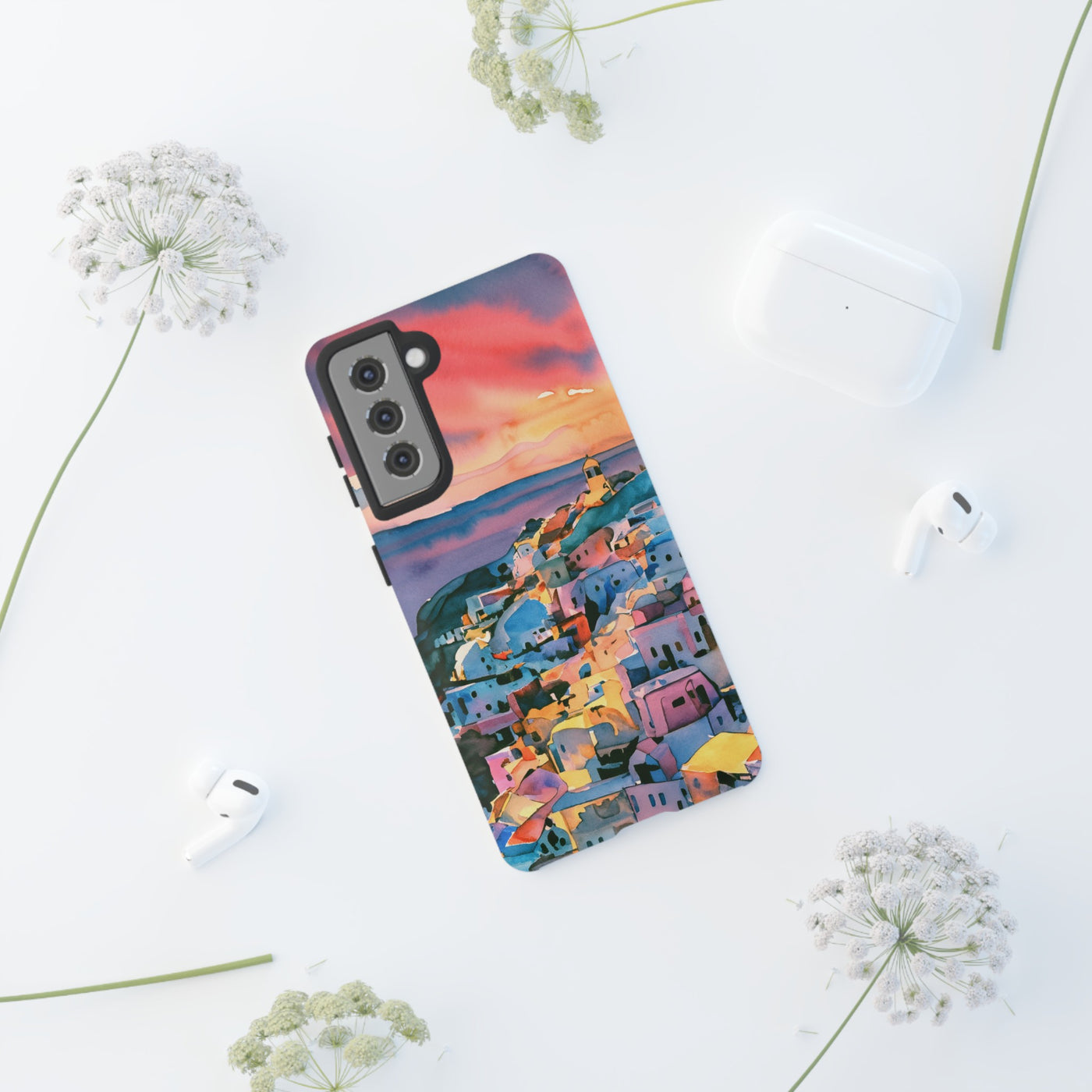 Impact Resistant, Greek Sunset, Cute Phone Cases for Samsung S24, S23, S22, S21, IPhone 15 pro Iphone 14 pro Iphone 13 IPhone 12 Iphone 11