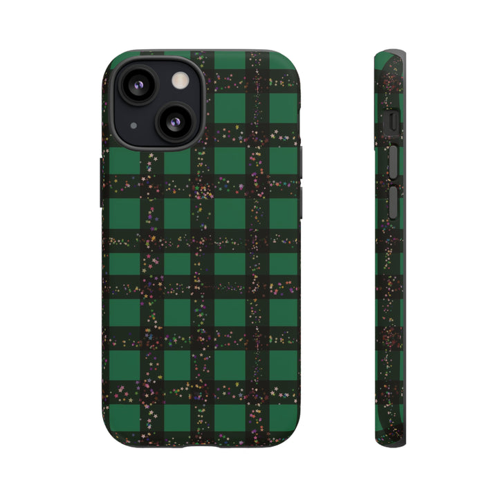 Cute IPhone Case | iPhone 15 Case | iPhone 15 Pro Max Case, Iphone 14 Case, Iphone 14 Pro Max Case IPhone Case for Art Lovers, Green Festive Plaid - Studio40ParkLane