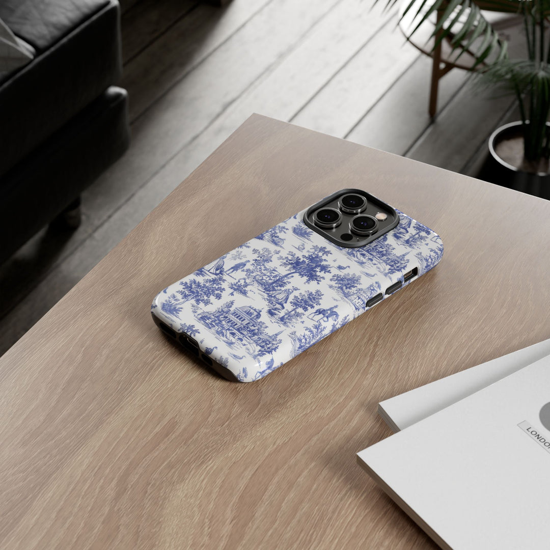 French Toile Blue Coquette Tough Phone Case - For iPhone 17 Pro Max iPhone 16 Pro Case iPhone Iphone 15 Case 14 13 12 11 Cute Phone Case - Studio40ParkLane