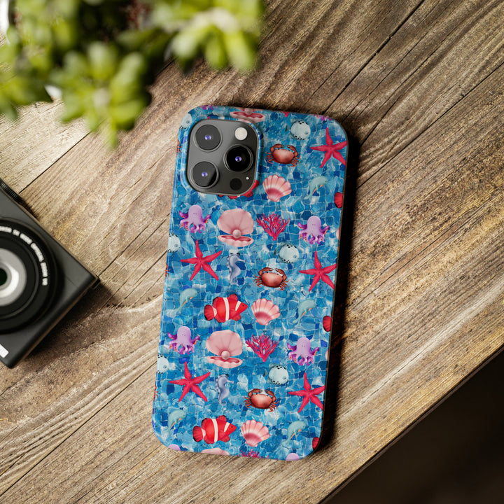Slim Cute Phone Cases for Iphone - | iPhone 15 Case | iPhone 15 Pro Max Case, Iphone 14 Case, Iphone 14 Pro Max, Iphone 13, Blue Red Under Sea - Studio40ParkLane