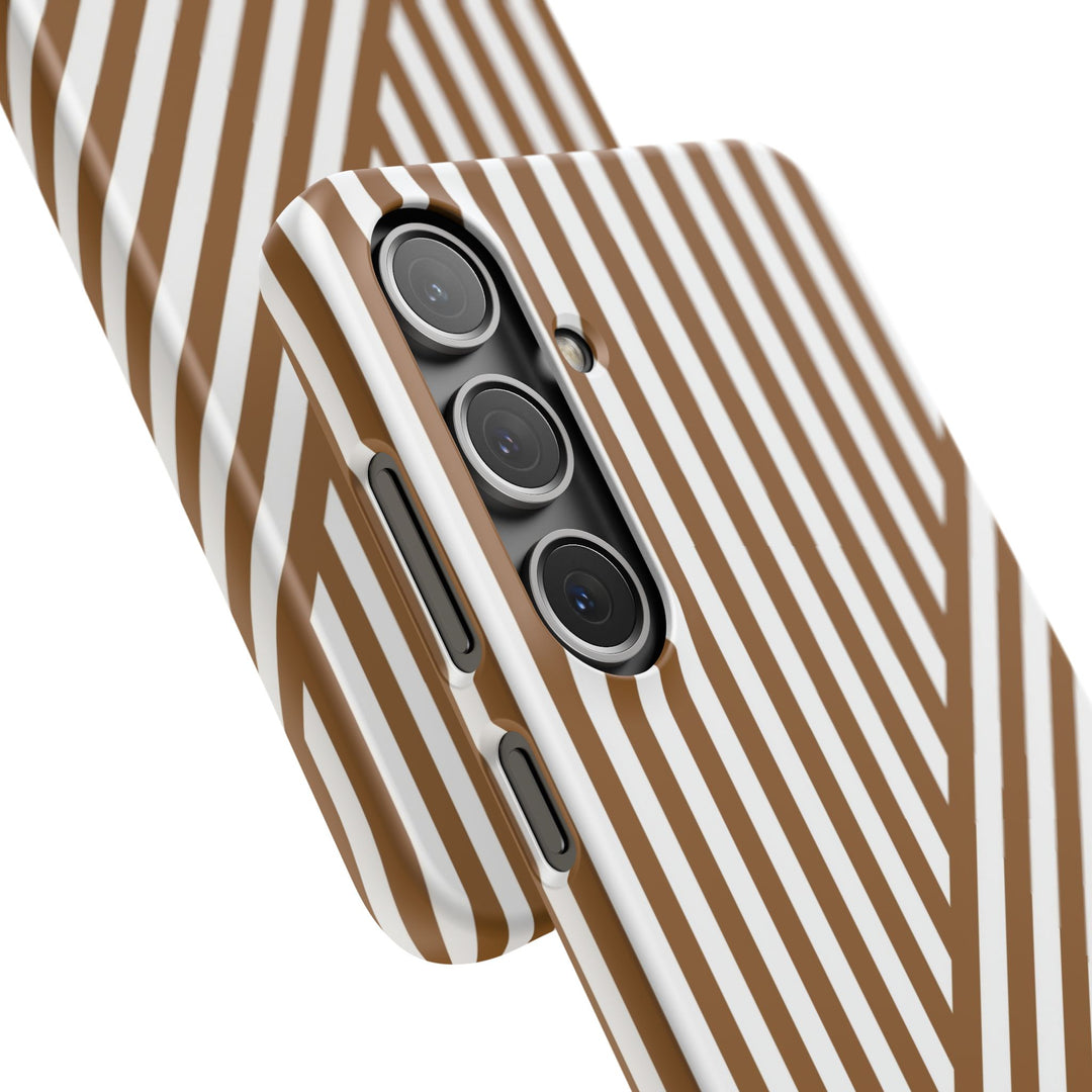 Aesthetic Mocha Brown Stripes Cute Phone Case Sleek Snap - For iPhone 17 Pro Max iPhone 16 Pro iPhone 15 Iphone 14 Plus 13 Pro 12 11 10 Gift - Studio40ParkLane