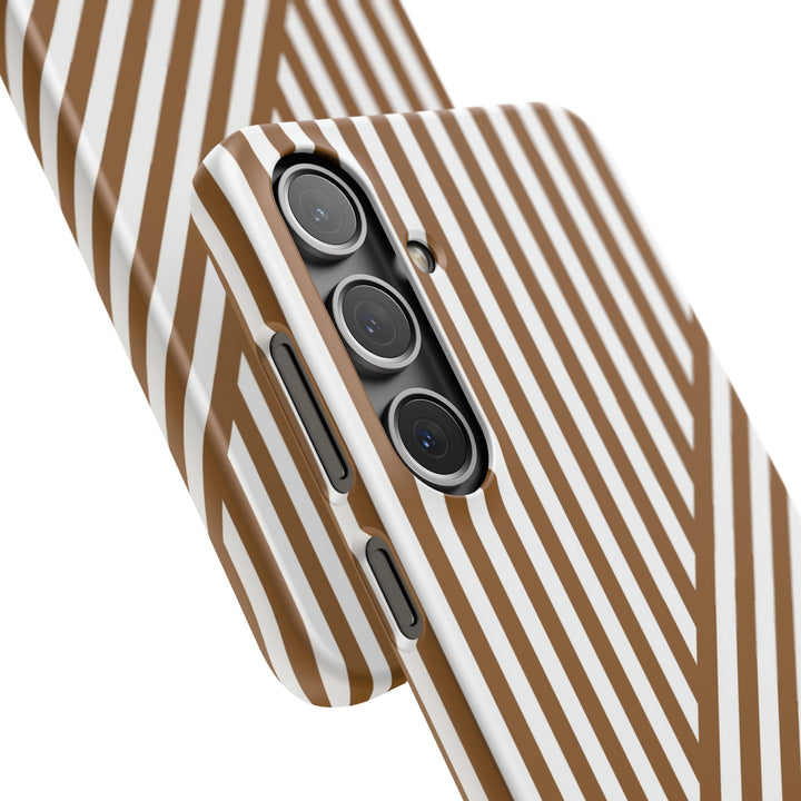 Aesthetic Mocha Brown Stripes Cute Phone Case Sleek Snap - For iPhone 17 Pro Max iPhone 16 Pro iPhone 15 Iphone 14 Plus 13 Pro 12 11 10 Gift - Studio40ParkLane