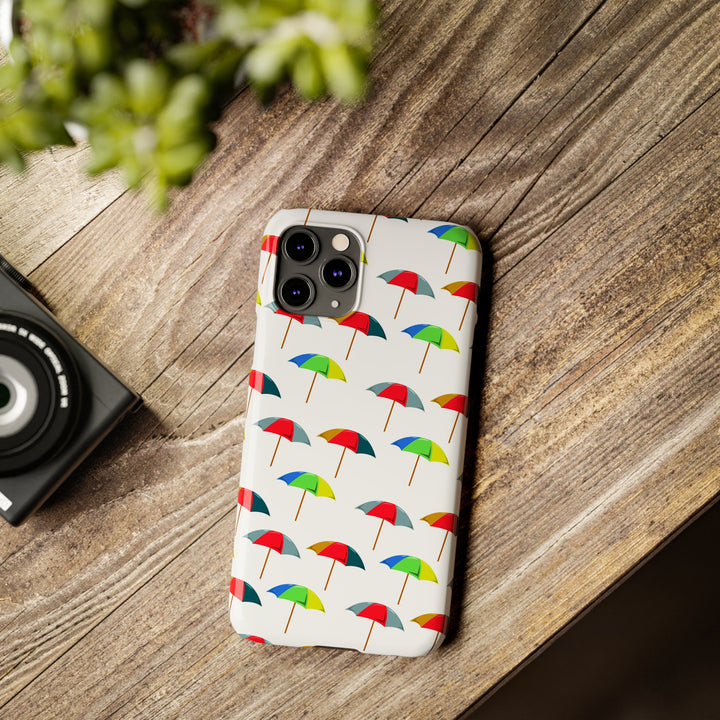 Slim Cute Phone Cases for Iphone - | iPhone 15 Case | iPhone 15 Pro Max Case, Iphone 14 Case, Iphone 14 Pro Max, Iphone 13, Colorful Beach Parasol - Studio40ParkLane