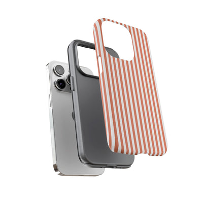 Tough Premium Peach Stripes Phone Case Gift for Her - For Apple iPhone 16 Pro Max 16e iPhone 15 Pro iPhone Iphone 14 Plus 13 Pro 12 SE XR - Studio40ParkLane