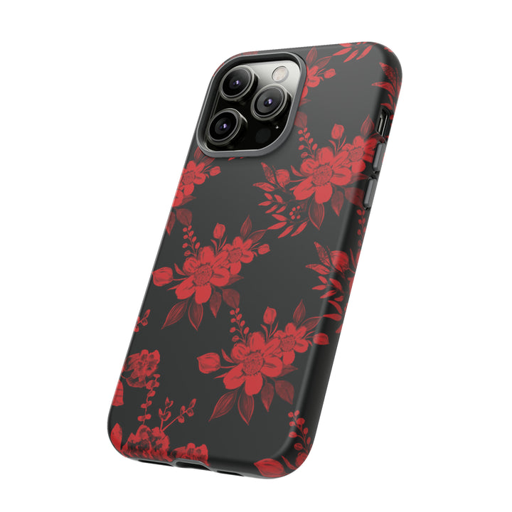 Cute IPhone Case | Red Black Flowers, iPhone 15 Case | iPhone 15 Pro Case, Iphone 14 Case, Iphone 14 Pro Max Case, Protective Iphone Case - Studio40ParkLane