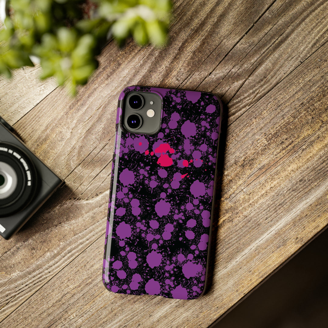 Slim Cute Phone Cases for Iphone - | iPhone 15 Case | iPhone 15 Pro Max Case, Iphone 14 Case, Iphone 14 Pro Max, Iphone 13, Purple Pink Paint Blots Splash - Studio40ParkLane