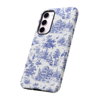 Premium Tough Blue French Toile Gift for Her Cute Phone Cases for Samsung and Iphone, 16, 15, 14, S24, S23, S22, S21, S20, Plus, Ultra, Pro