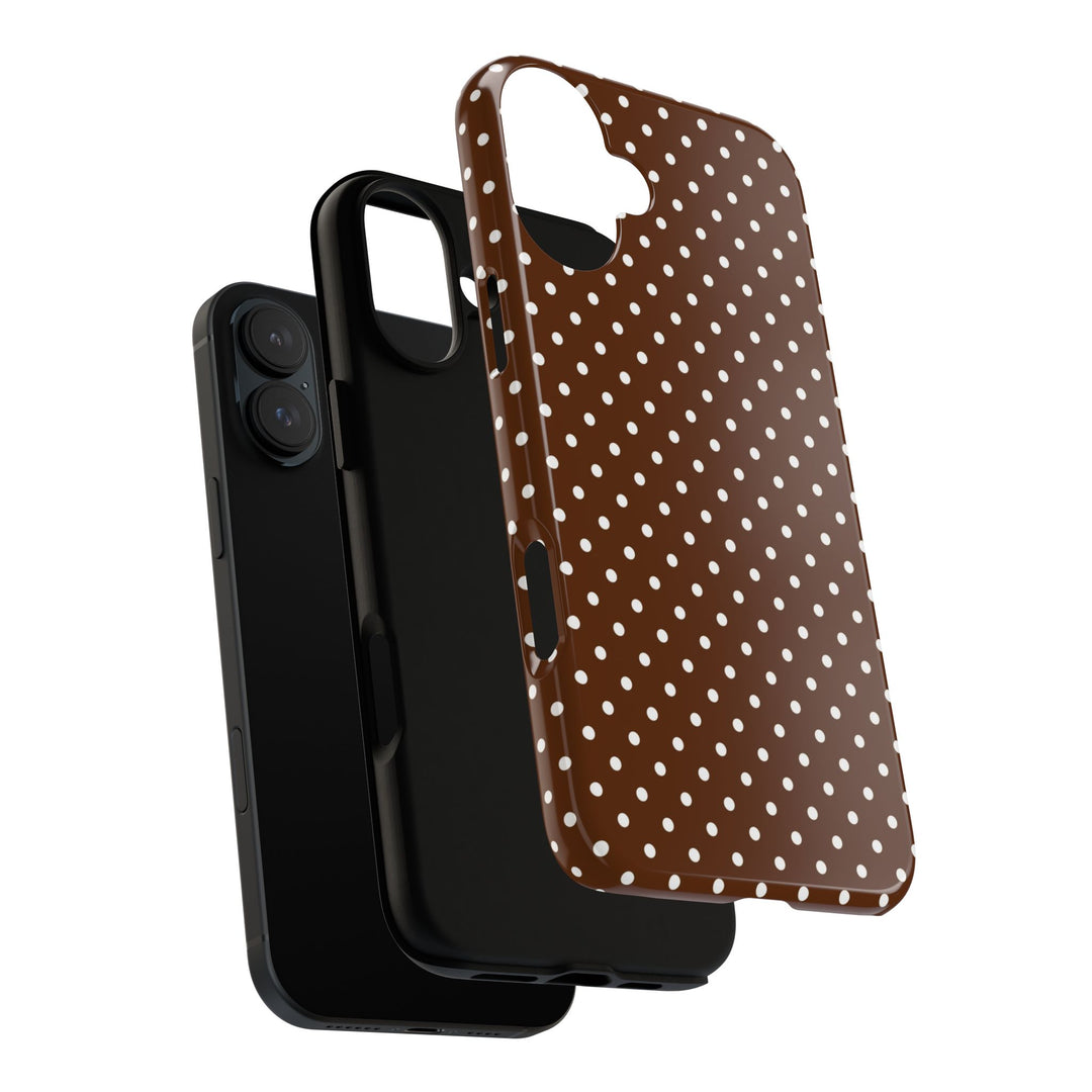 Aesthetic Tough Mocha Brown Polka Dots Premium Phone Case - For iPhone 17 Pro Max iPhone 16 Pro iPhone 15 Iphone 14 Plus 13 Pro 12 11 10 - Studio40ParkLane