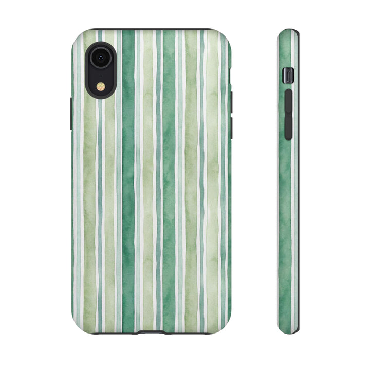 Aesthetic Tough Green Watercolor Stripes Premium Phone Case - For iPhone 17 Pro Max iPhone 16 Pro iPhone 15 Iphone 14 Plus 13 Pro 12 11 10 - Studio40ParkLane