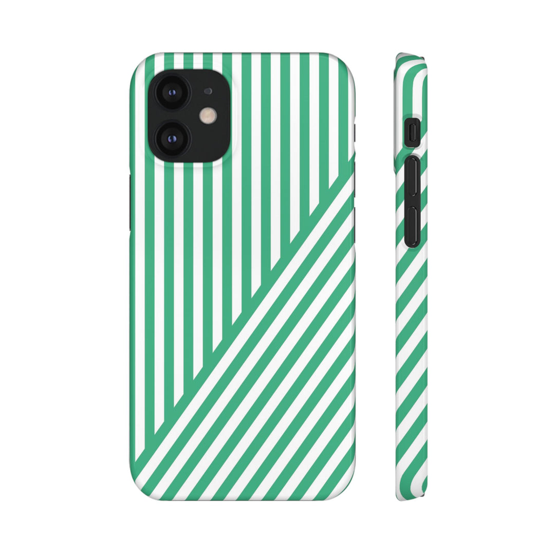 Aesthetic Emerald Stripes Cute Phone Case Sleek Snap - For iPhone 17 Pro Max iPhone 16 Pro iPhone 15 Iphone 14 Plus 13 Pro 12 11 10 Gift