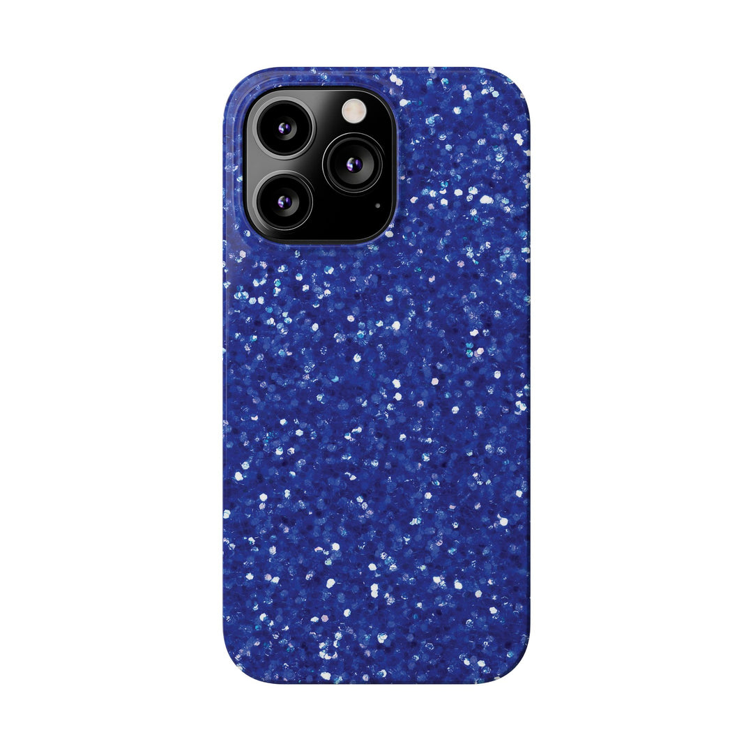 Slim Blue Muted Faux Play on Glitter Effect Cute Phone Cases for Iphone 16 Pro Max | iPhone 15 Case | iPhone 15 Pro Max Case, Iphone 14, Iphone 14 Pro Max, Iphone 13 12 11 8 7 - Studio40ParkLane