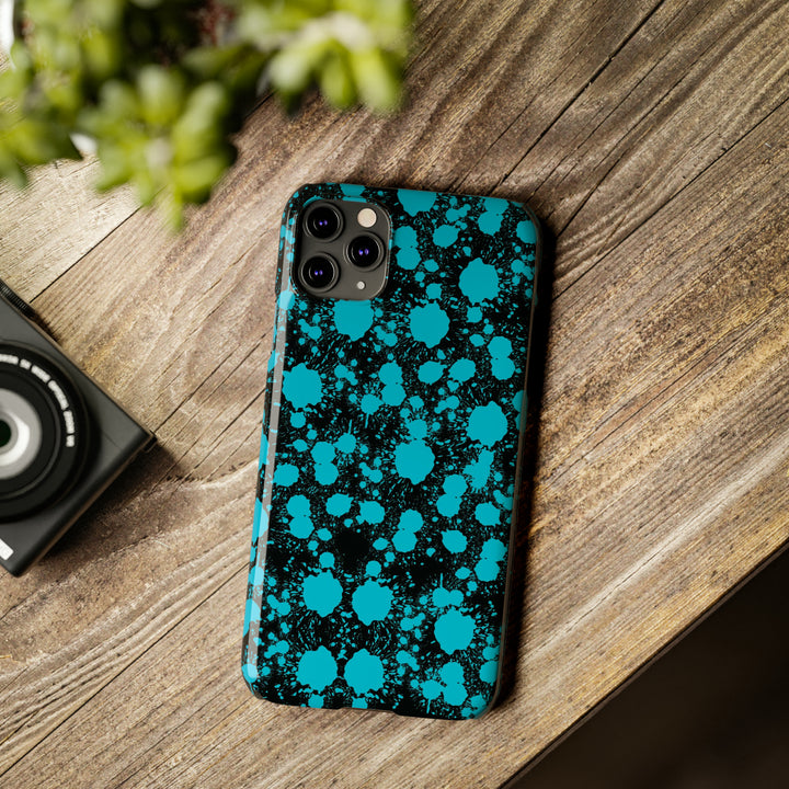 Slim Cute Phone Cases for Iphone - | iPhone 15 Case | iPhone 15 Pro Max Case, Iphone 14 Case, Iphone 14 Pro Max, Iphone 13, Blue Paint Blots Splash - Studio40ParkLane
