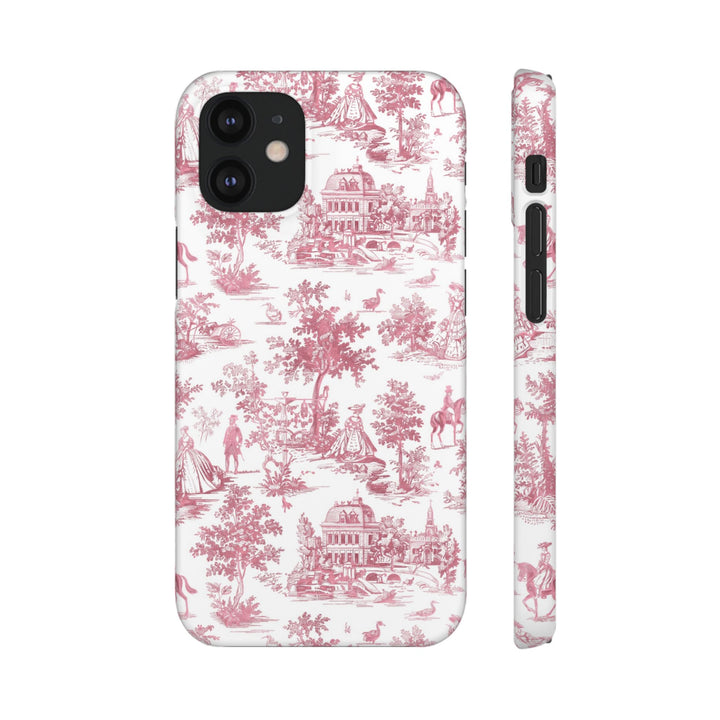 Sleek Snap Pink French Toile Cute Phone Case for iPhone 16 15 14 13 12 11 X Xs Max Xr Pro Plus Samsung Galaxy S24 S23 S22 S21 S20 Note Ultra