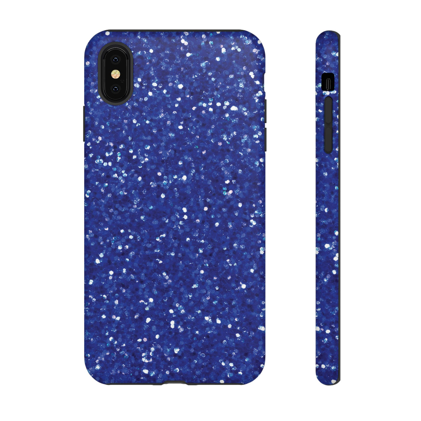 Chic Blue Faux Play on Glitter Effect Cute Phone Case, for IPhone 16 pro Max | Iphone 15, Iphone 14, IPhone 13 Case, 11 8 7, Samsung Galaxy S24, S23, S22, S21, 2 Layer Protection