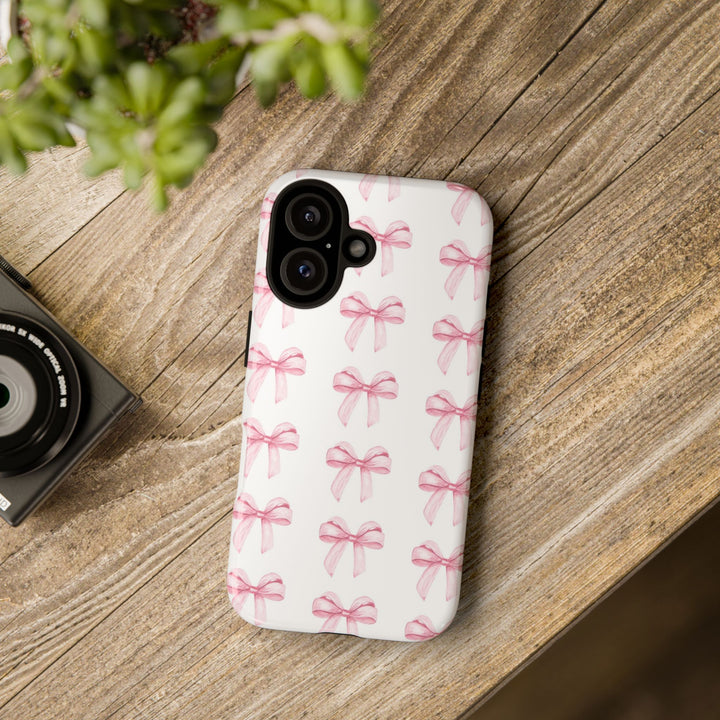 Pink Bows Cute Phone Case, for IPhone 16 Pro Max | Iphone 15, Iphone 14, IPhone 13 Case, 11 8 7, Samsung Galaxy S24, S23, S22, S21, 2 Layer Protection - Studio40ParkLane