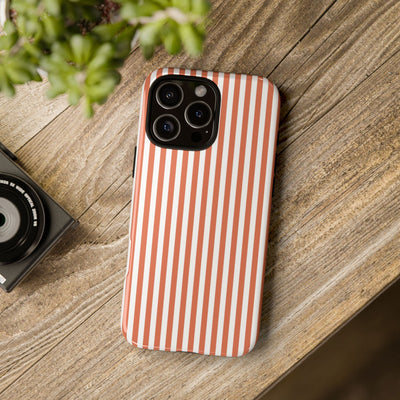 Tough Premium Peach Stripes Phone Case Gift for Her - For Apple iPhone 16 Pro Max 16e iPhone 15 Pro iPhone Iphone 14 Plus 13 Pro 12 SE XR - Studio40ParkLane