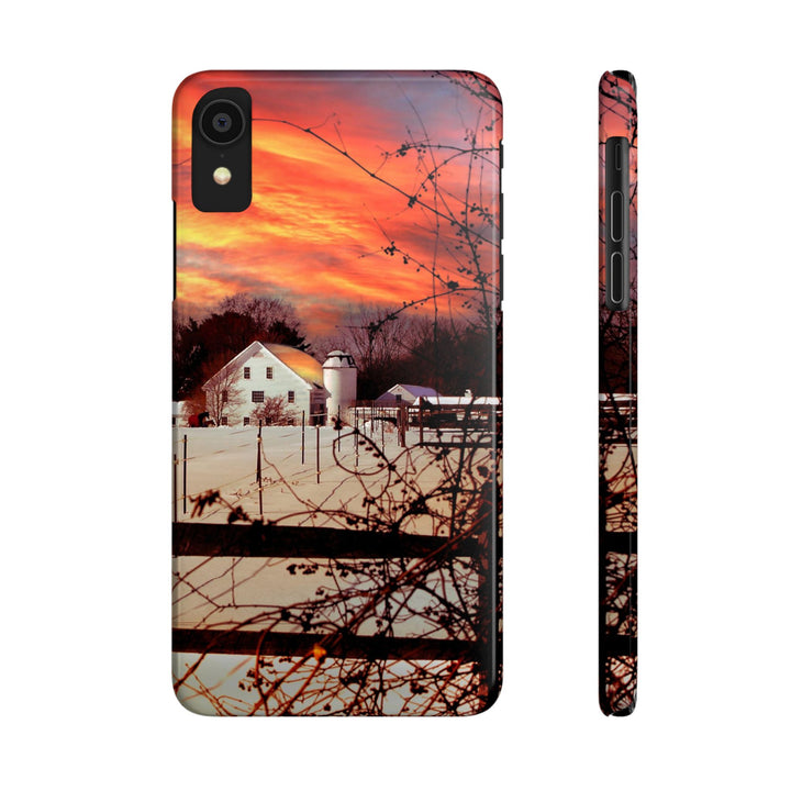 Slim Cute Phone Cases for Iphone - | iPhone 15 Case | iPhone 15 Pro Max Case, Iphone 14 Case, Iphone 14 Pro Max, Iphone 13, New England Winter Sunset - Studio40ParkLane