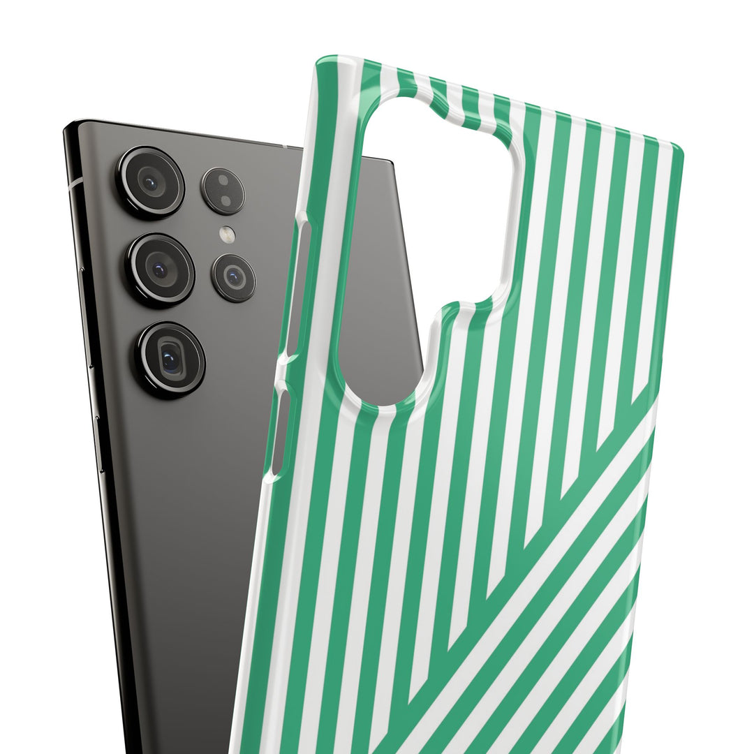 Aesthetic Emerald Stripes Cute Phone Case Sleek Snap - For iPhone 17 Pro Max iPhone 16 Pro iPhone 15 Iphone 14 Plus 13 Pro 12 11 10 Gift