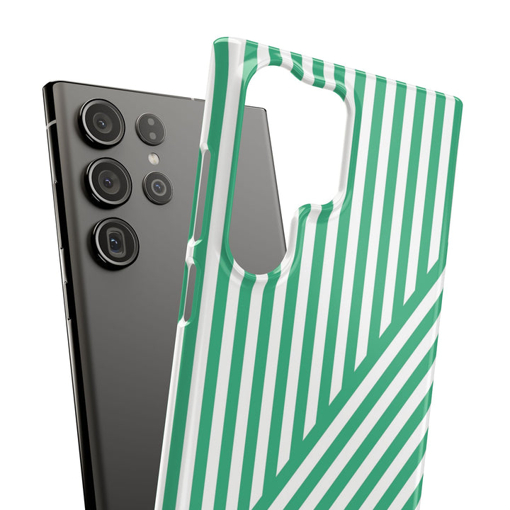 Aesthetic Emerald Stripes Cute Phone Case Sleek Snap - For iPhone 17 Pro Max iPhone 16 Pro iPhone 15 Iphone 14 Plus 13 Pro 12 11 10 Gift