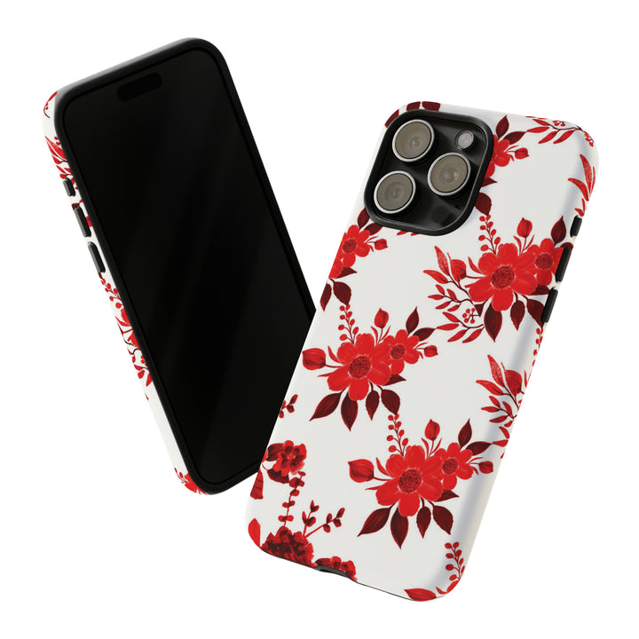 Cute IPhone Case | Red White Flowers, iPhone 15 Case | iPhone 15 Pro Case, Iphone 14 Case, Iphone 14 Pro Max Case, Protective Iphone Case - Studio40ParkLane