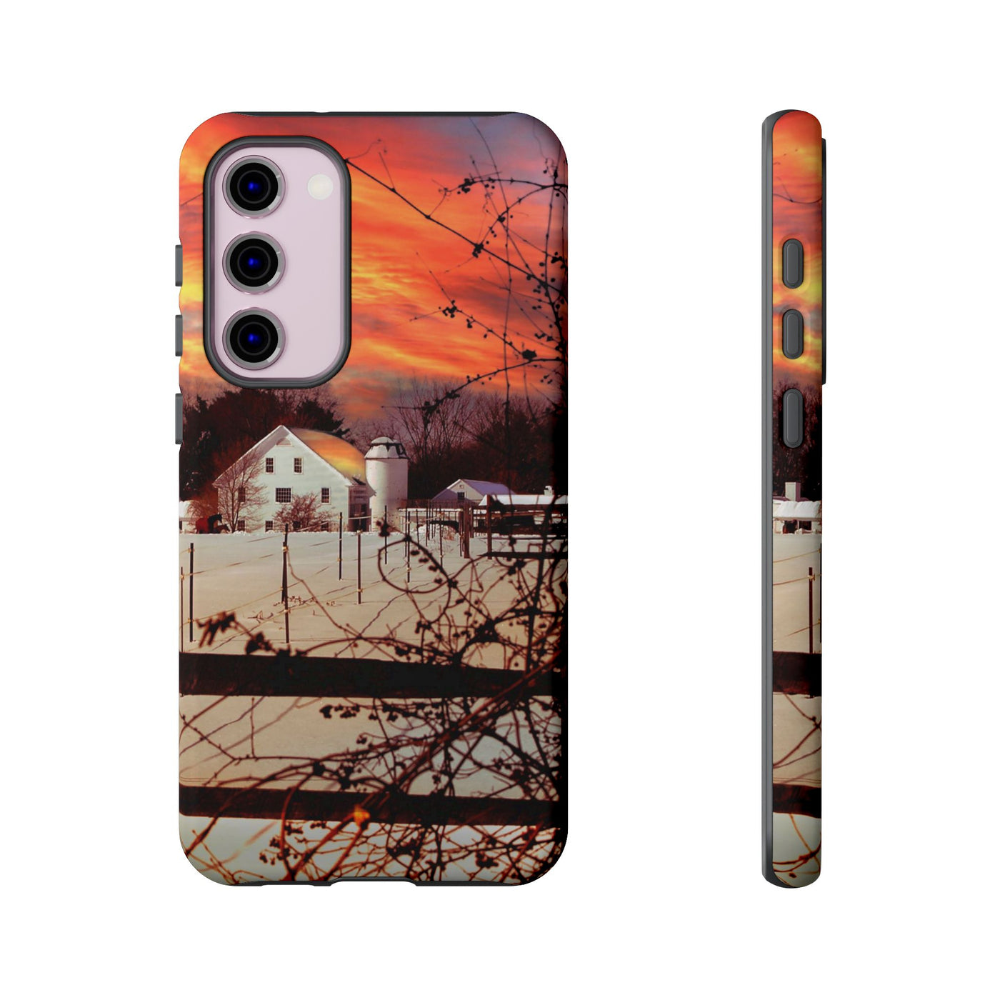 Impact Resistant, Winter Sunset Cute Phone Cases for Samsung S24, S23, S22, S21, IPhone 15 pro Iphone 14 pro Iphone 13 IPhone 12 Iphone 11