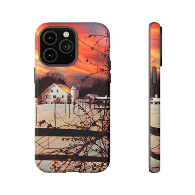 Impact Resistant, Winter Sunset Cute Phone Cases for Samsung S24, S23, S22, S21, IPhone 15 pro Iphone 14 pro Iphone 13 IPhone 12 Iphone 11