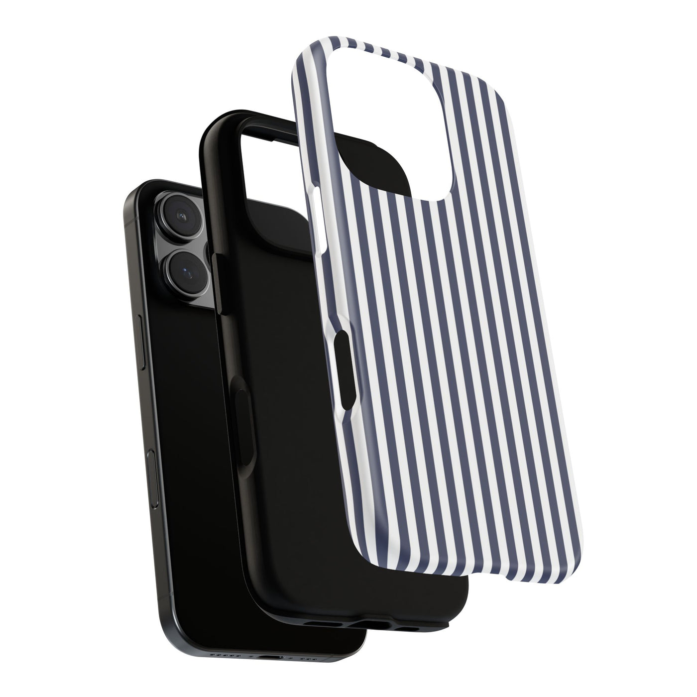Tough Premium Navy Blue Stripes Phone Case Gift for Her - For Apple iPhone 16 Pro Max 16e iPhone 15 Pro iPhone Iphone 14 Plus 13 Pro 12 SE XR - Studio40ParkLane