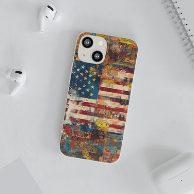 Cute Flexi Phone Cases, US Flag Abstract, Compatible with Samsung Galaxy S23, Samsung S22, Samsung S21, Samsung S20, Galaxy S20 Ultra