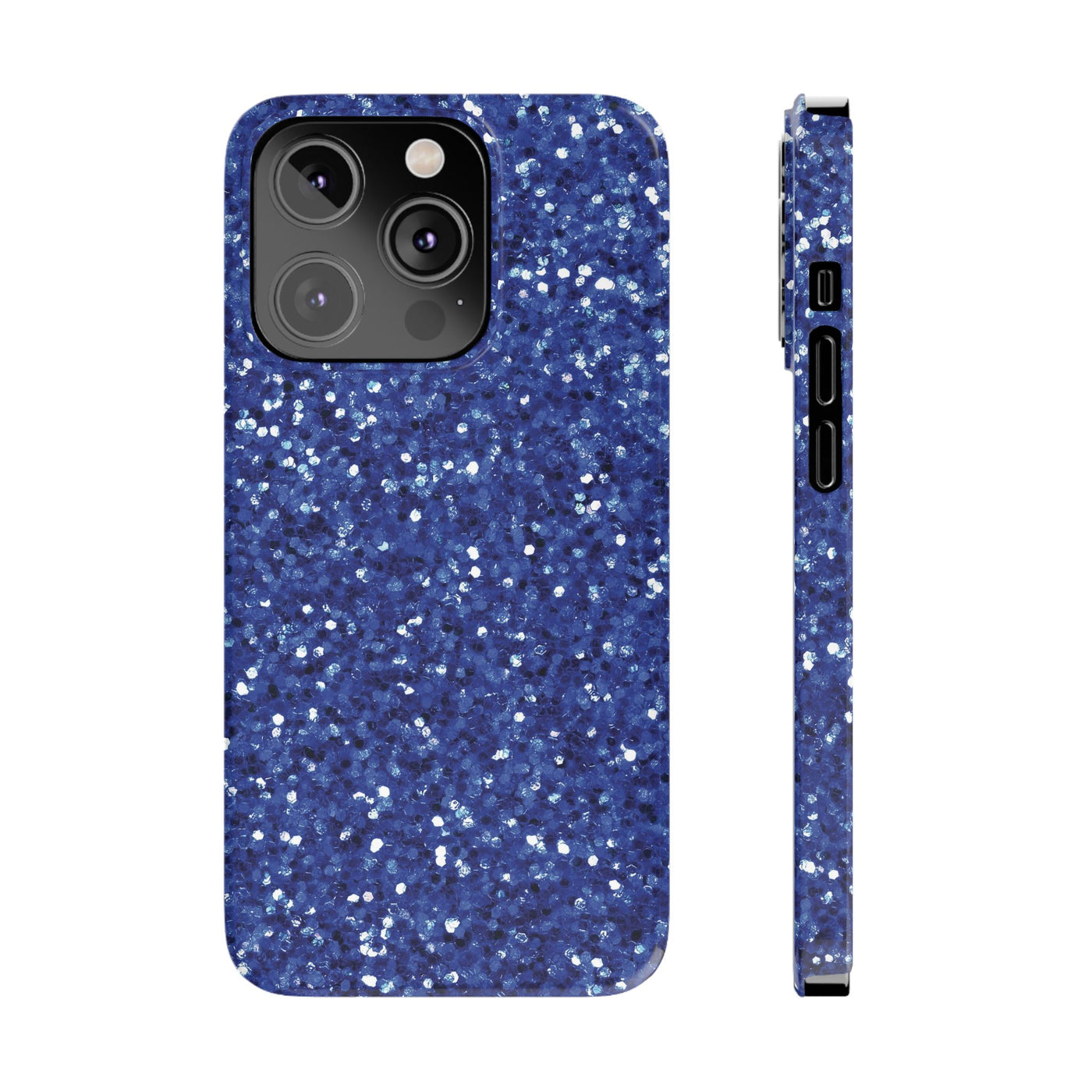 Slim Blue Muted Faux Play on Glitter Effect Cute Phone Cases for Iphone 16 Pro Max | iPhone 15 Case | iPhone 15 Pro Max Case, Iphone 14, Iphone 14 Pro Max, Iphone 13 12 11 8 7