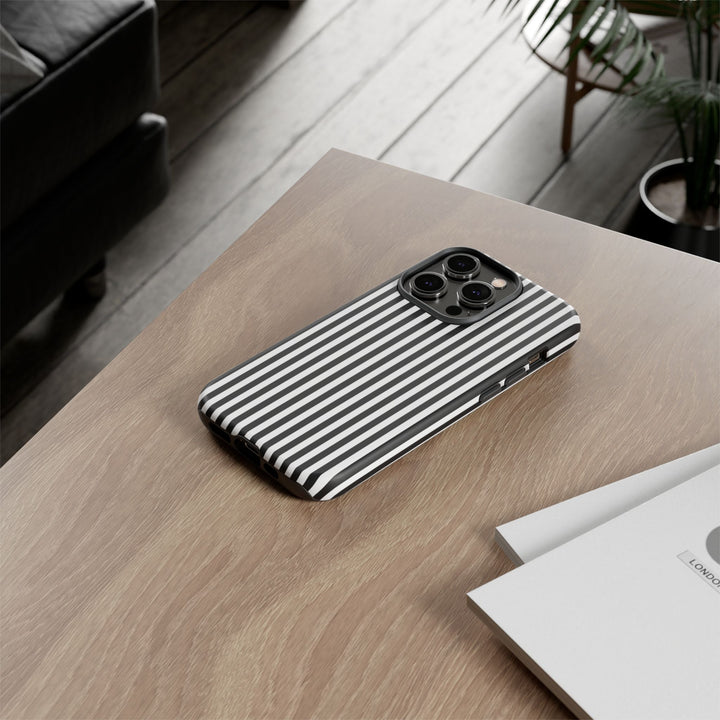 Tough Premium Black White Stripes Phone Case Gift for Her - For Apple iPhone 16 Pro Max 16e iPhone 15 Pro iPhone Iphone 14 Plus 13 Pro 12 SE XR - Studio40ParkLane