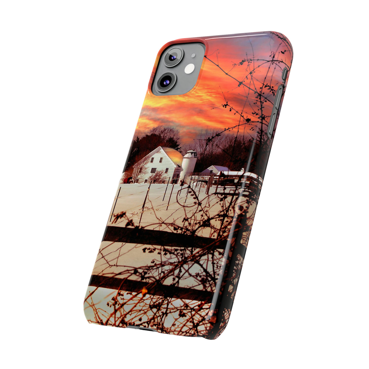 Slim Cute iPhone Cases - | iPhone 15 Case | iPhone 15 Pro Max Case, Iphone 14 Case, Iphone 14 Pro Max, Iphone 13, New England Winter Sunset