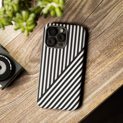 Aesthetic Tough Black White Stripes Phone Case - For iPhone 17 Pro Max iPhone 16 Pro iPhone 15 Iphone 14 Plus 13 Pro 12 11 10 XR - Studio40ParkLane