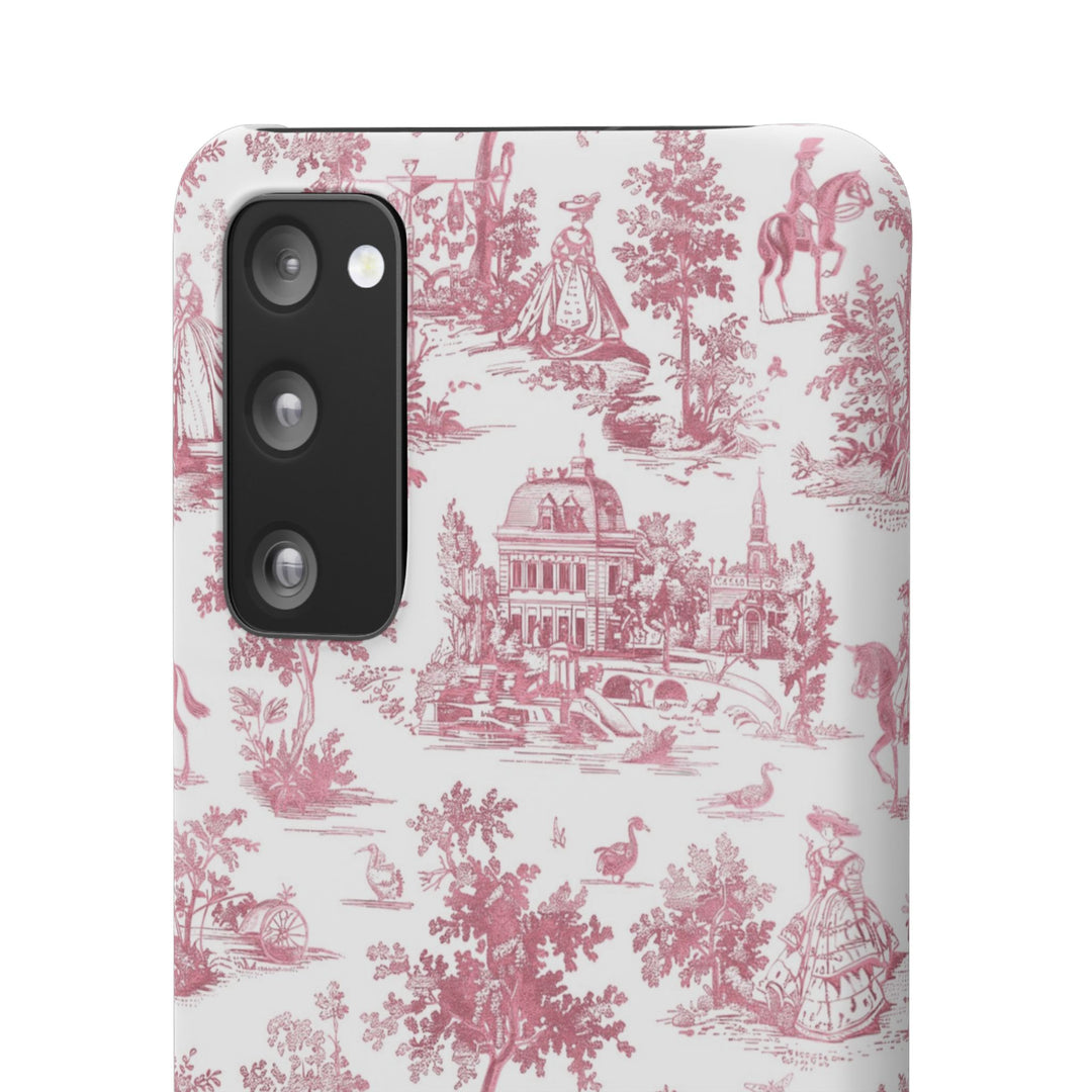 Sleek Snap Pink French Toile Cute Phone Case for iPhone 16 15 14 13 12 11 X Xs Max Xr Pro Plus Samsung Galaxy S24 S23 S22 S21 S20 Note Ultra