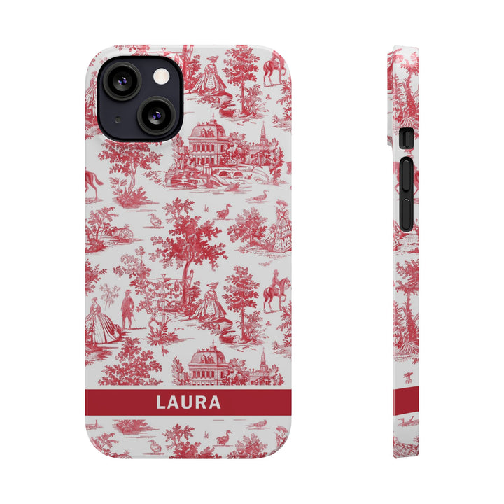Slim French Toile Personalized Initial Custom Gift for Her Cute Phone Cases for Iphone 16 Pro Max | iPhone 15 Case | iPhone 15 Pro Max Case, Iphone 14, 13, 12, 11, 10, 8, 7 - Studio40ParkLane