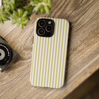 Tough Premium Soft Yellow Stripes Phone Case Gift for Her - For Apple iPhone 16 Pro Max 16e iPhone 15 Pro iPhone Iphone 14 Plus 13 Pro 12 SE XR - Studio40ParkLane